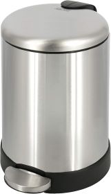 1.2 Gallon | Round Stainless Steel Garbage Bin with Soft Close Lid Step Foot Pedal | Metal Waste Basket with Removable Inner Bucket, Stainless