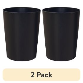 (2 pack) Metal Waste Basket, Black