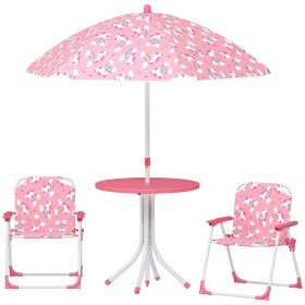Kids Picnic Table, Kids Table and Chair Set with 2 Folding Chairs and Umbrella for Backyard, Garden, Patio, Pink