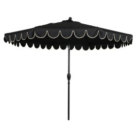 Premium 9' Black Scallop Market Patio Umbrella, Crank Lift, 3-Angle Tilt