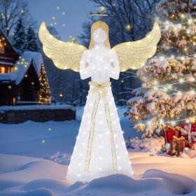 Shintenchi 5FT Lighted Christmas Angel, Outdoor Christmas Holiday Decoration, Pre-lit 3D Glittered Angel with 110 2 Color LED Lights and Ground S
