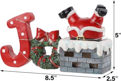 Christmas Joy Table Decorations, LED Lights Santa Claus in The Chimney Figurine Ornament