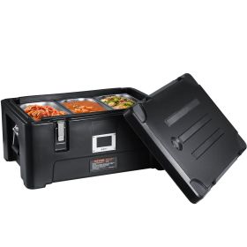 Insulated Food Pan Carrier, 36Qt Capacity, Stackable Catering Hot Box with 3 Stainless Steel Pans