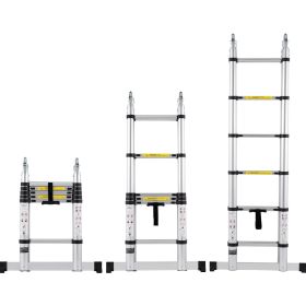 Telescoping Ladder, 12.5FT A-Shape Aluminum Extension Ladder Lightweight, Multi-button Retraction Collapsible Ladder