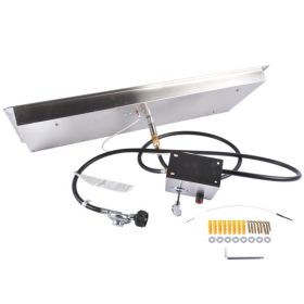 36x12-inch Fire Pit Pan Stainless Steel Fire Pit Burner Kit Rectangular Indoor or Outdoor