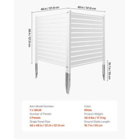 2 Panels Outdoor Privacy Screen, 48 X 48 In Air Conditioner Fence With 19.7 In Ground Stakes, Pool Equipment Enclosure, Louvered Vinyl Privacy Fe (Option: Black)