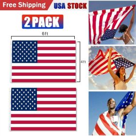 4X6FT 120*180cm USA US U.S. American Flag Polyester Stars Brass Grommet US Flag (Quantity: 2 pcs)