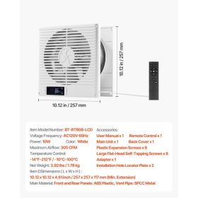 7.5-Inch Room To Room Fan, 2-in-1 305 CFM Through Wall Fan With Remote Control & Two-Way Airflow, 10-Speed Ventilation Quiet Vent For Kitchen, Li (Option: default)